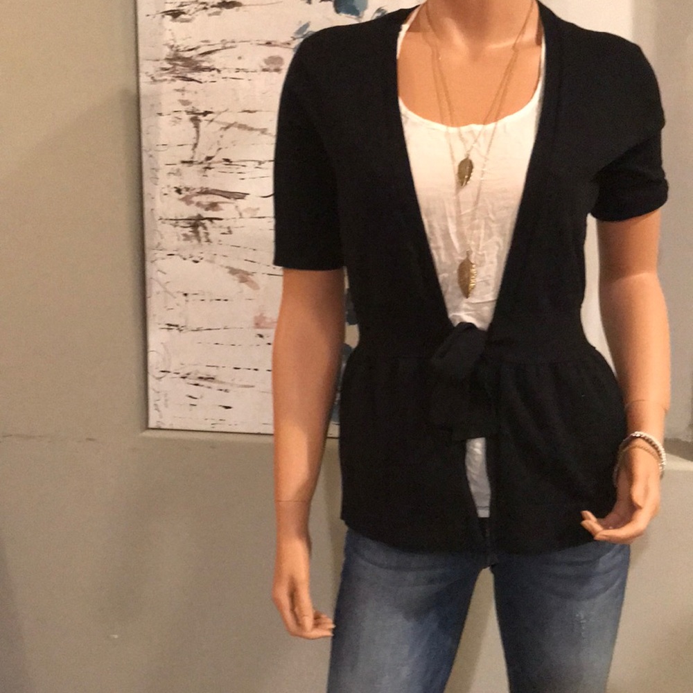 Tie waist black cardigan Isaac Mizrahi